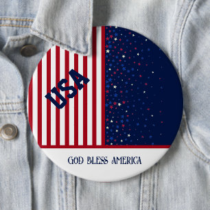USA God Bless America Star Patriotic 4th of July Button
