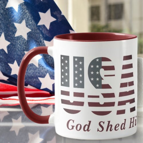 USA God Shed His Grace On Thee Patriotic Mug