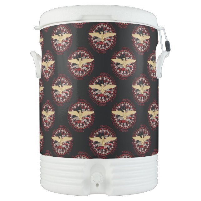 USA Gold Eagle,Flag Black-Red-Igloo Cooler 10g (Front)