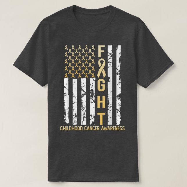 USA Gold Flag Childhood Cancer Awareness Month Sep T-Shirt (Design Front)