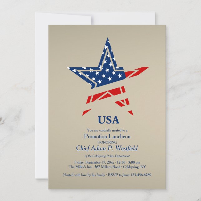 USA Gold Patriotic Invitation (Front)