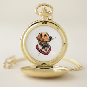 USA Golden Retriever Vintage Patriotic Dog Shirt Pocket Watch
