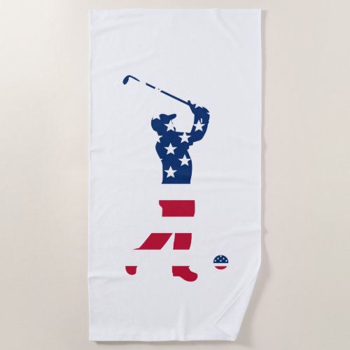 USA golf America flag golfer Beach Towel