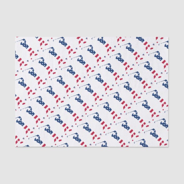 USA golf America flag golfer Tissue Paper (Front)
