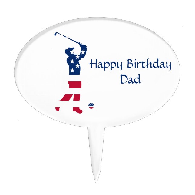 USA golf American flag golfer Cake Topper (Front)