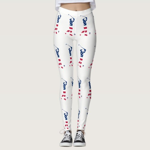 USA golf American flag golfer Leggings