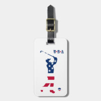 USA golf American flag golfer Luggage Tag
