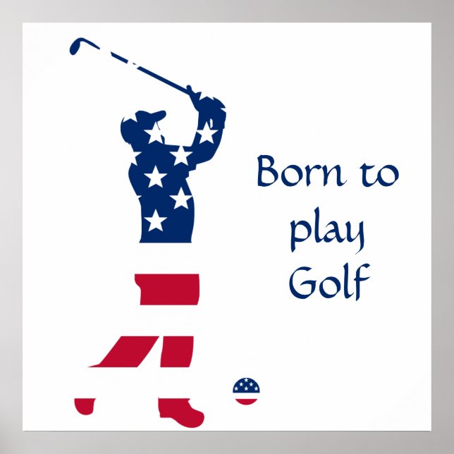 USA golf American flag golfer Poster (Front)