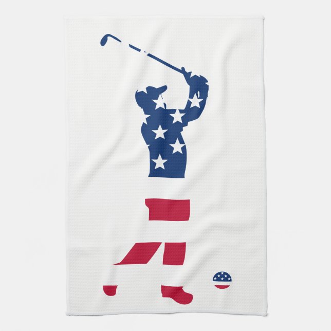 USA golf American flag golfer Towel (Vertical)