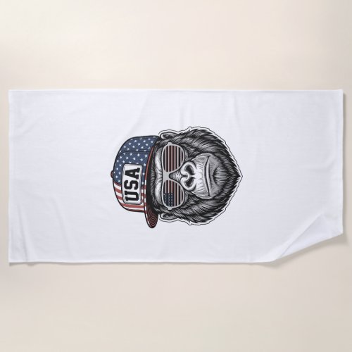 USA Gorilla Vintage Engraving Patriotic Shirt Desi Beach Towel