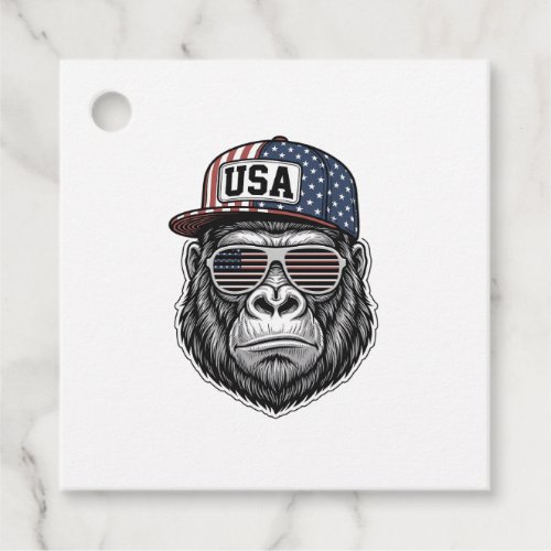 USA Gorilla Vintage Engraving Patriotic Shirt Desi Favor Tags