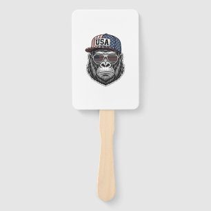 USA Gorilla Vintage Engraving Patriotic Shirt Desi Hand Fan
