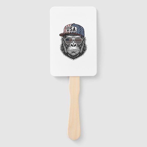 USA Gorilla Vintage Engraving Patriotic Shirt Desi Hand Fan