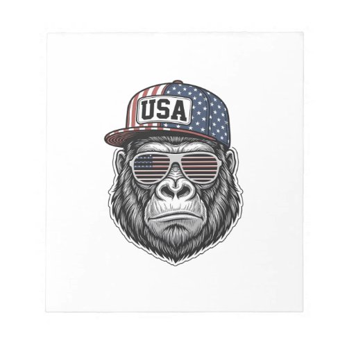 USA Gorilla Vintage Engraving Patriotic Shirt Desi Notepad