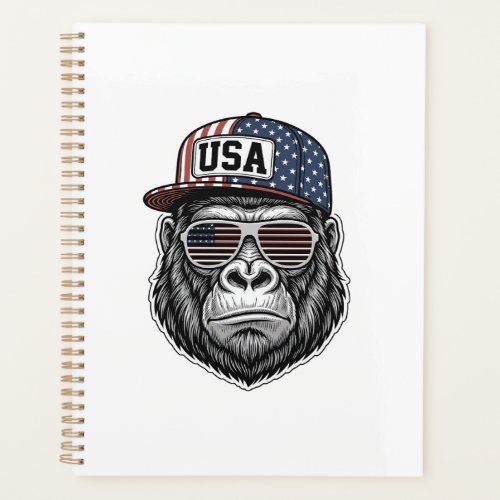 USA Gorilla Vintage Engraving Patriotic Shirt Desi Planner
