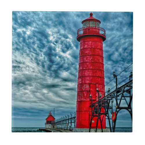 USA Grand Haven Michigan lighthouse Tile