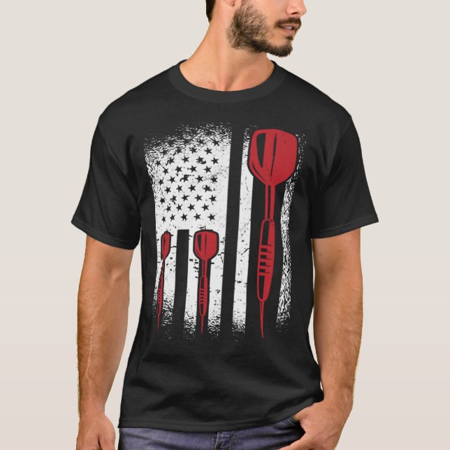 USA Graphic Dart Player Darts Dartboard Bullseye T T-Shirt (Front)