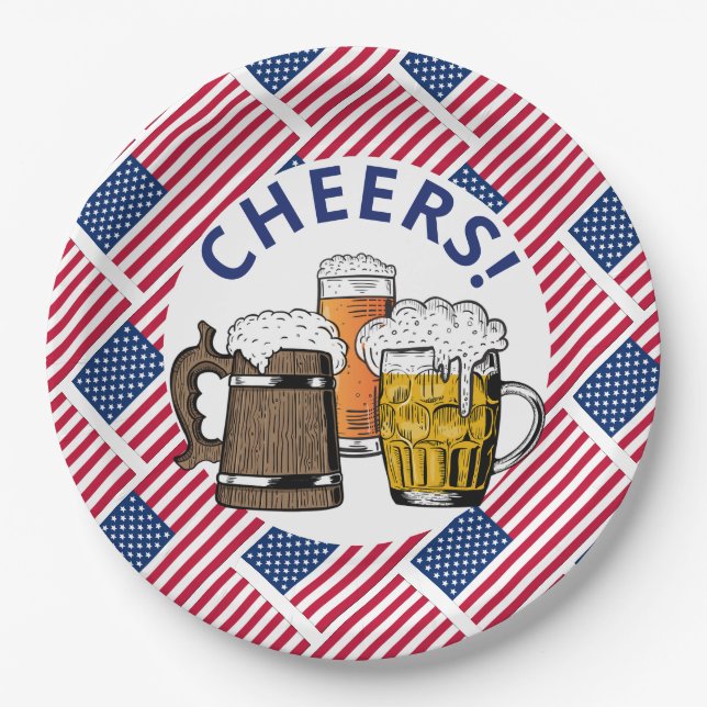 USA Great American Beer Paper Plates (Front)