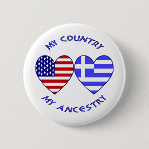 USA / Greek Country Ancestry Button