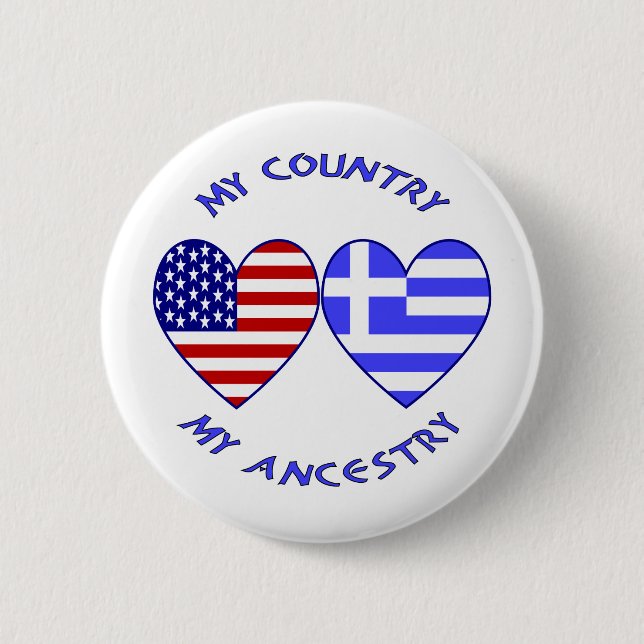 USA / Greek Country Ancestry Button (Front)