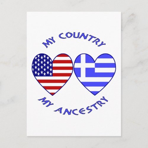 USA  Greek Country Ancestry Postcard