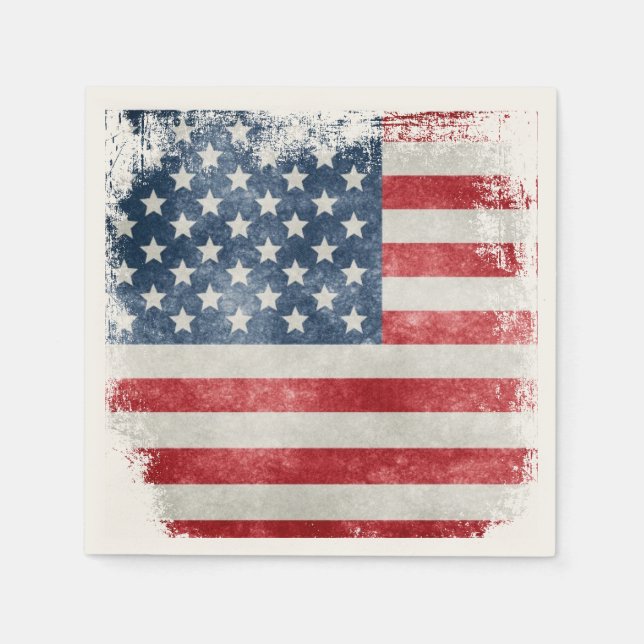 USA Grunge American Flag Napkins (Front)