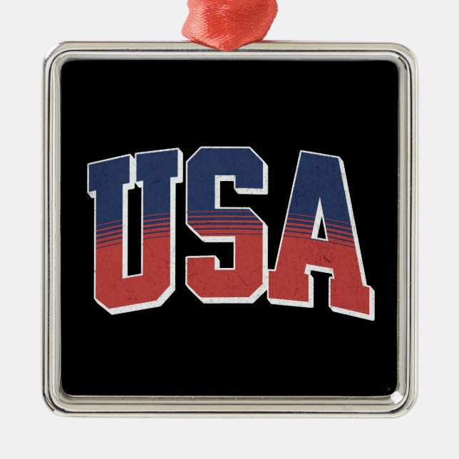 USA grunge text design Metal Ornament (Front)