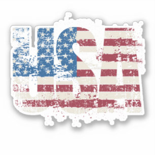 USA grunge text design with flag Sticker