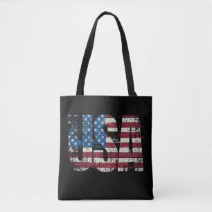 USA grunge text design with flag Tote Bag