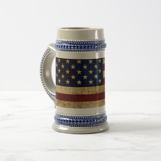 USA / Grunged flag Beer Stein (Front Left)