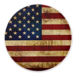 USA / Grunged Flag Ceramic Knob