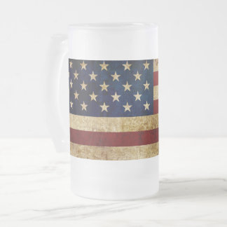 USA / Grunged flag Frosted Glass Beer Mug