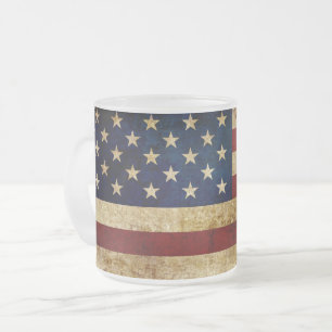 USA / Grunged flag Frosted Glass Coffee Mug