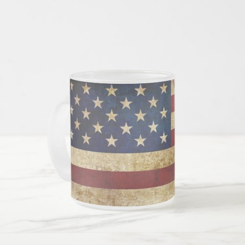 USA  Grunged flag Frosted Glass Coffee Mug