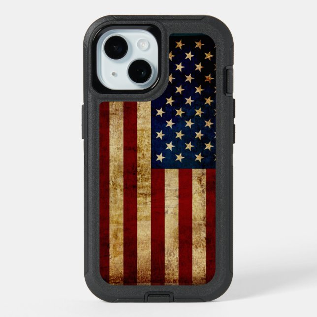 USA / Grunged flag iPhone 15 Case (Back)