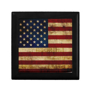 USA / Grunged flag Jewelry Box