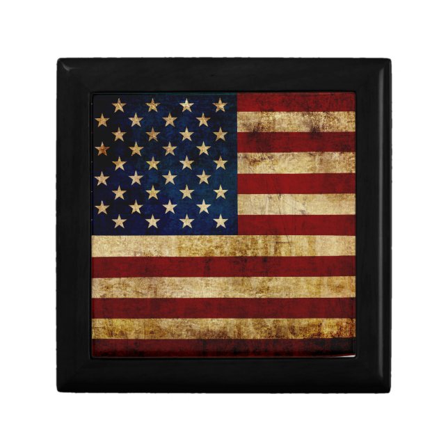 USA / Grunged flag Jewelry Box (Front)