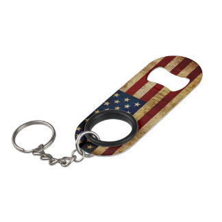 USA / Grunged flag Keychain Bottle Opener