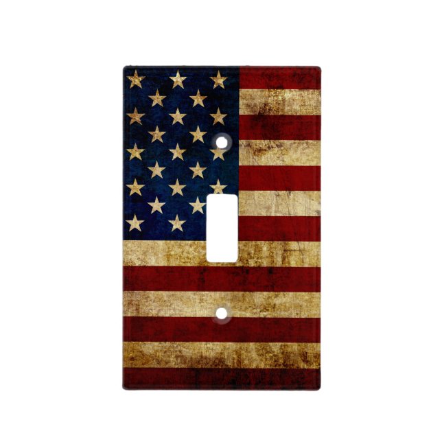 USA / Grunged Flag Night Light Light Switch Cover (Front)