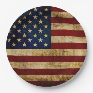 USA / Grunged flag Paper Plates
