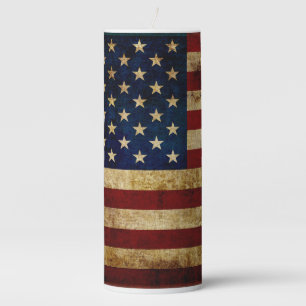 USA / Grunged Flag Pillar Candle