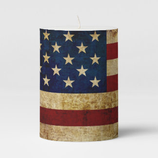 USA / Grunged Flag Pillar Candle