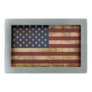 USA / Grunged flag Rectangular Belt Buckle