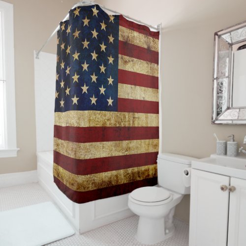USA  Grunged flag Shower Curtain
