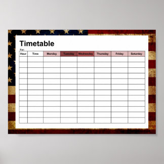 USA / Grunged flag Timetable Poster
