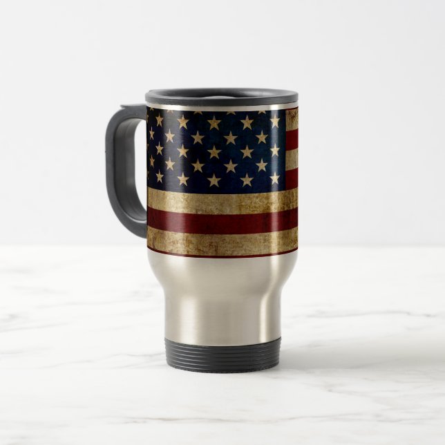 USA / Grunged flag Travel Mug (Front Left)