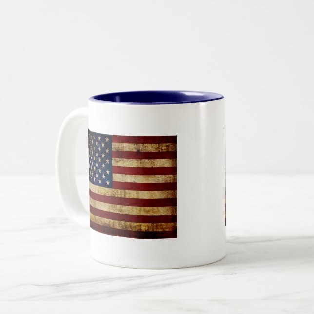USA / Grunged flag Two-Tone Coffee Mug (Front Left)
