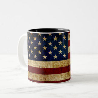 USA / Grunged flag Two-Tone Coffee Mug