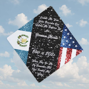 USA Guatemala flag red blue sparkles glitters Graduation Cap Topper