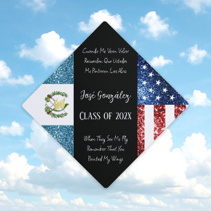USA Guatemala flag sparkles Custom name class Graduation Cap Topper